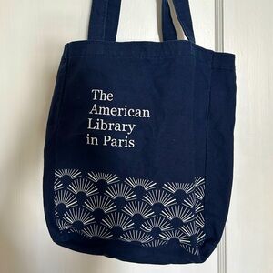 American Library in Paris navy blue cotton tote